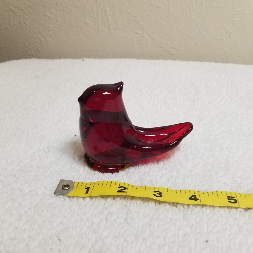 Red Cardinal Glass Paperweight W. Ward Signed No cracks or chips.